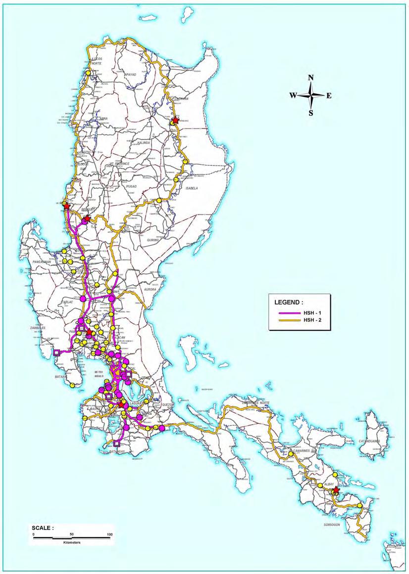 There are two (2) specifically designated roads, one is ASIAN Highway and the other is Nautical Highway (see Figure 12.5-1). Both are the same routes of the north-south backbone roads.