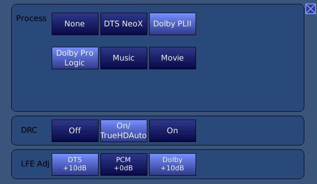 Using RS20i with uro-3d Option 7 of 28 DEPRTMENT Dolby PLII Figure 5 shows the audio processing setup with Dolby PLII selected.