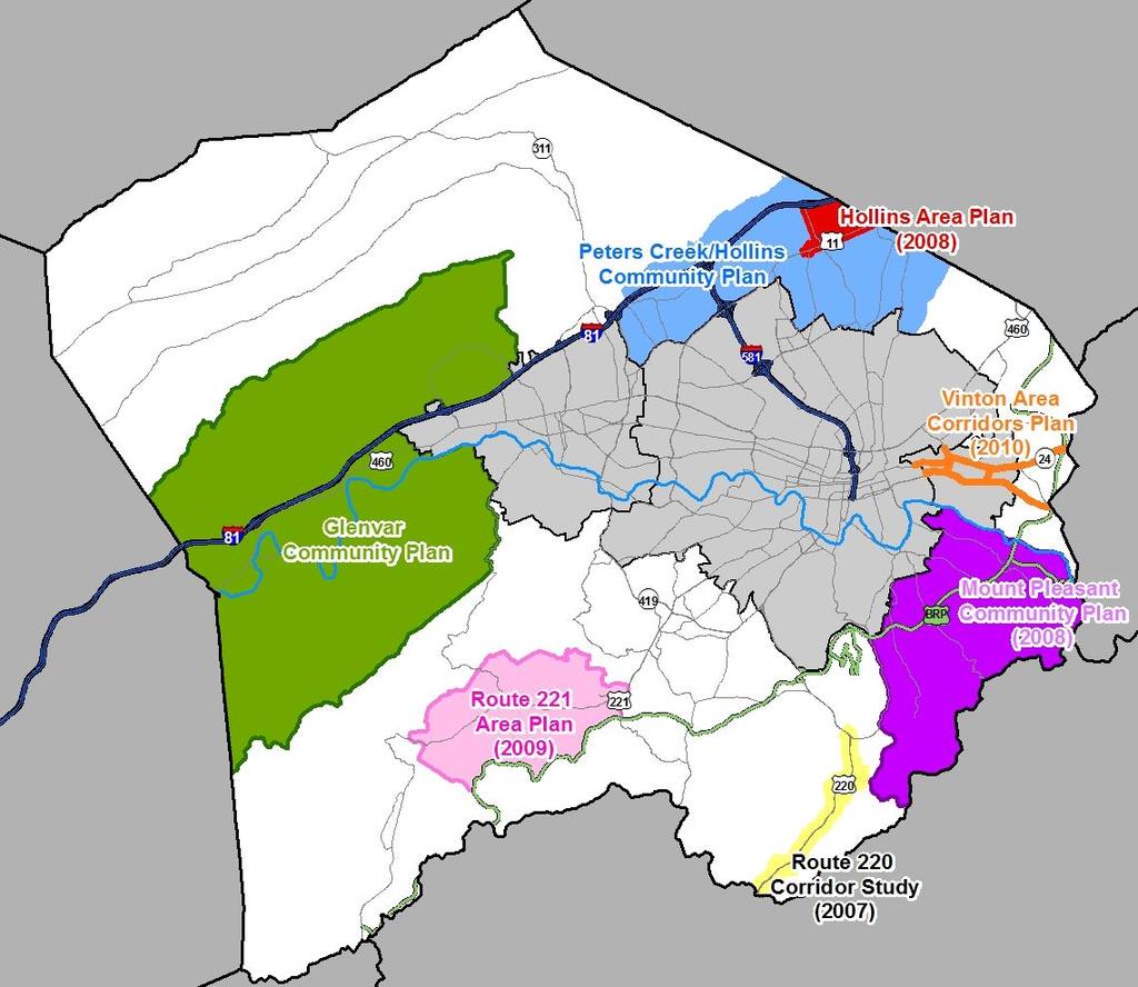 Comprehensive Planning in Roanoke County Corridor, Area and Community Plans adopted by the Board of Supervisors as part of the Roanoke County Comprehensive Plan Route 220