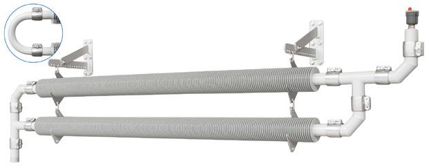 »REV-AL«FINNED TUBES HEAT EXCHANGER up to 30% performance increase up to 85% weight reduction (when comparing steel with aluminium) 100% easy installation by means of connection clamps High radiated