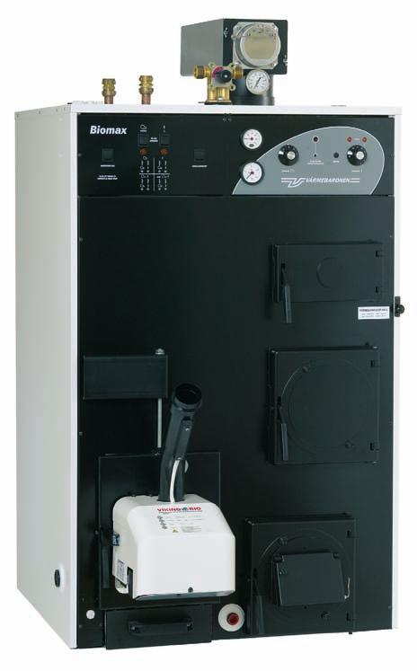 The boiler can be fired just as wall on pellets or wood. Separate boilers make it easy to choose the type of fuel.