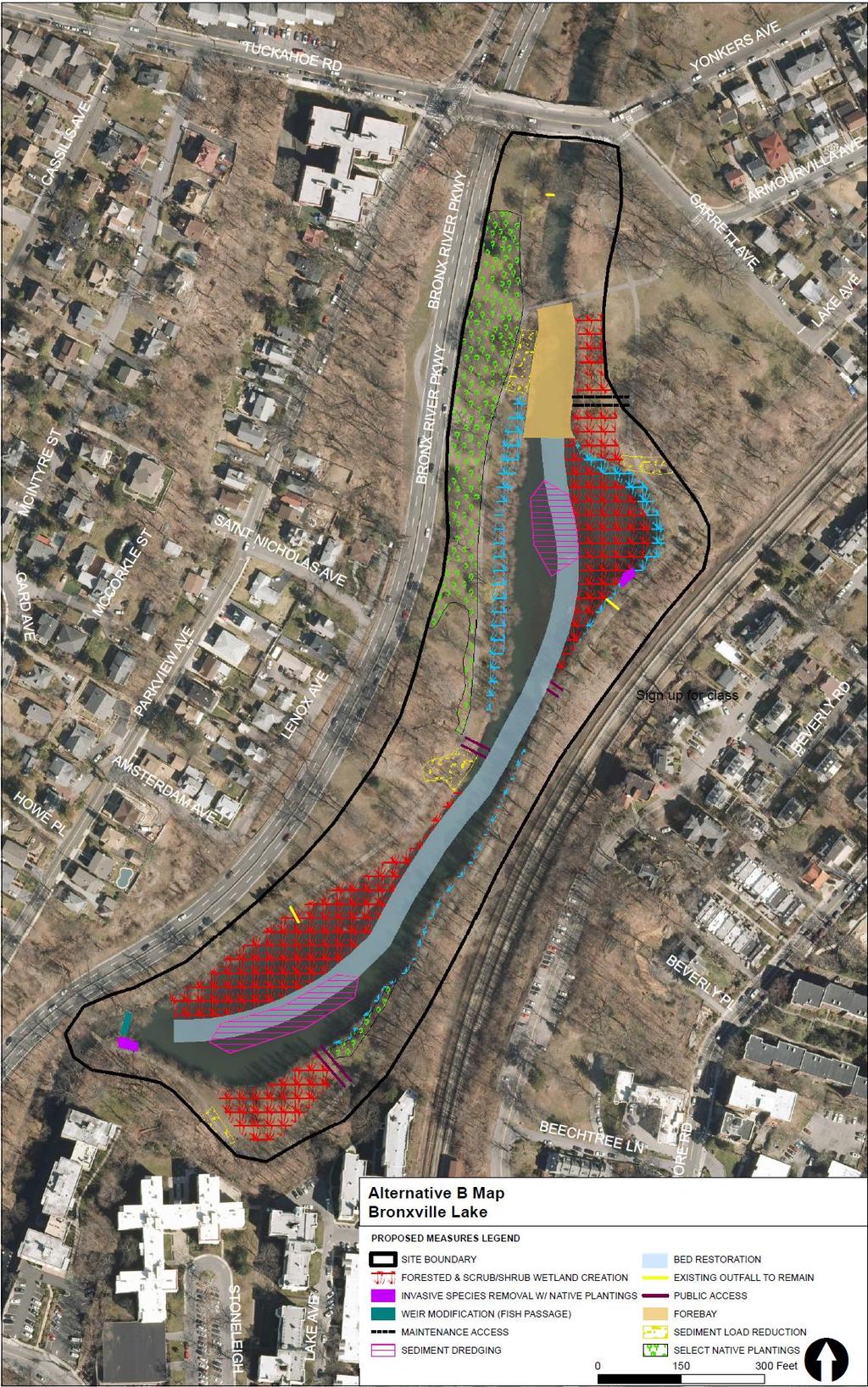 PROJECT FIRST COST (2016): $7,840,000 Bronxville Lake Tentatively Selected Plan Design: Channel bed restoration with excavation and bedding stone installation (~1.28 ac).