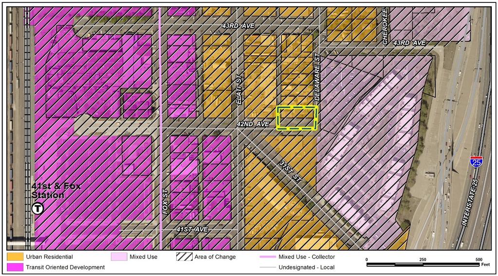 Page 11 Blueprint Denver According to the Plan Map adopted in Blueprint Denver, this site has a concept land use of Urban Residential and is located in an Area of Change.