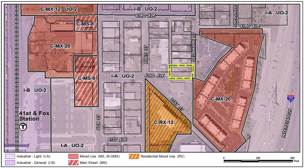 Page 4 Existing Zoning Existing Land Use Existing Building Form/Scale East I-A UO-2 Office 1-story masonry building West I-A UO-2 Industrial 1-story concrete building and storage yard Existing Block,