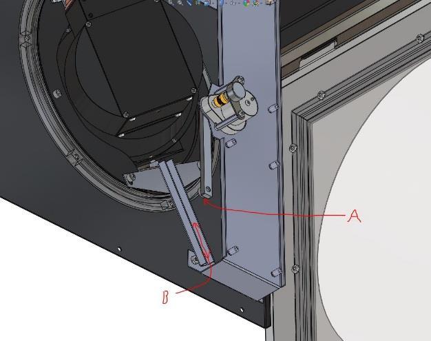 Remove the three screws securing the inner door and carefully position it to rest on the hinge.