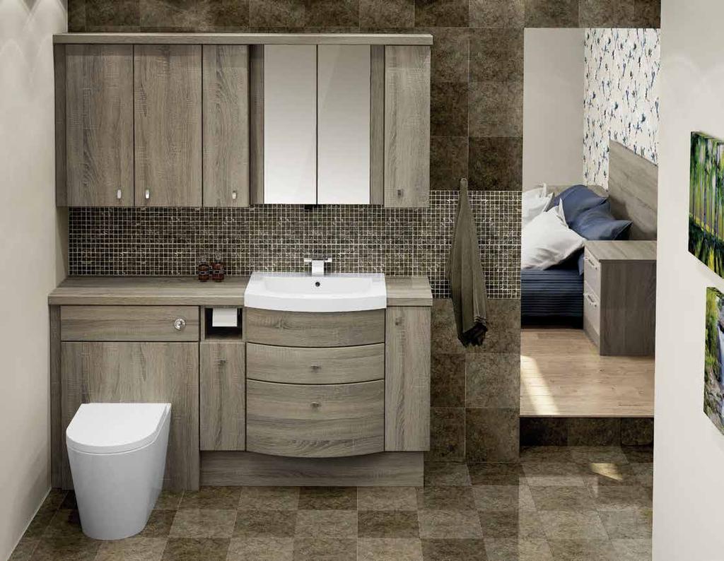 NEW Bardolino Oak - Fitted 48 HOUR DELIVERY LIFETIME GUARANTEE Available in cabinet depths: Transform your bathroom into a casual but attractive space with