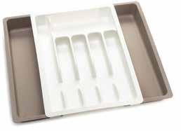 Expandable Utensil Tray White with Taupe 15014 Size: 18.7" W x 2.