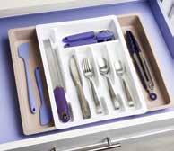 to organize flatware and long tools Non-slip feet hold tray in place when the drawer is opened