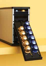 9" D 899869002887 Holds 60 Nespresso Capsules Five drawers pull out and lower to display capsules