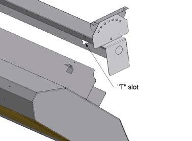 On each end, place (1) 10-32 x ½ screw through the bottom hole of the adjustment hanging bracket and through the bottom hole of the top wire channel.