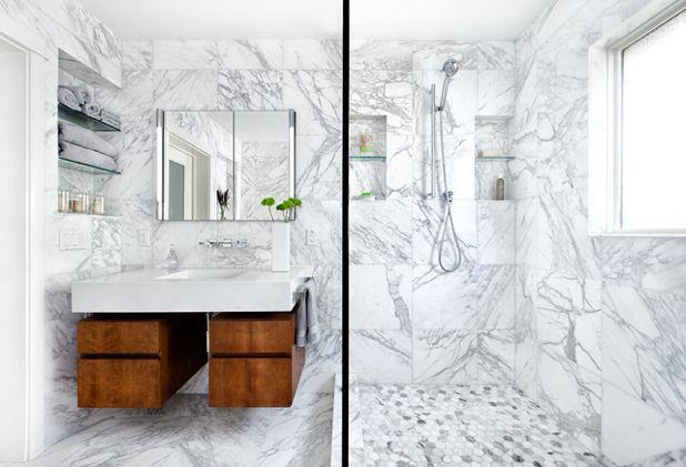 CG&S Design-Build 4. Location: Austin, USA Why we love it: Marble, marble, everywhere This would just be a stunning bathroom to walk into, let alone to use.