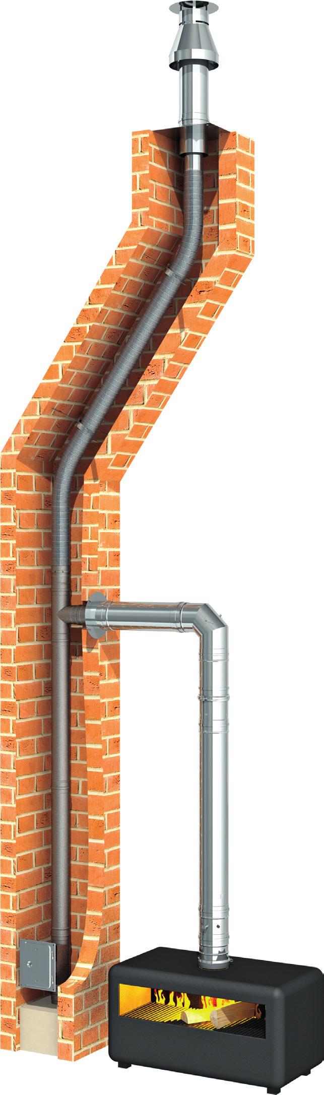 SELECTED INSTALLATION VARIANTS 5 Installation in an existing brick chimney A TWIN-GAS connecting pipe leads from the gas fire to the shaft.