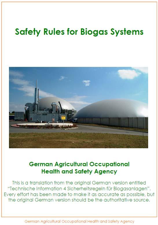 Safety rules 安全守则 The safety rules for biogas systems explain the requirements for the construction and operation of biogas systems 沼气系统安全守则解释了系统建设和运行的要求 The