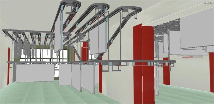 Flexible Automation and Intelligent Manufacturing, FAIM2010 FIGURE 9: 3D model of installed conveyor, with hanging quilts. 8.