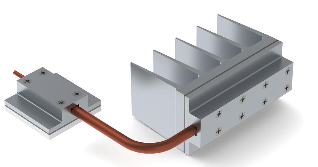 channel groove. Matching the heat pipe diameter to the correct sized evaporator and condenser will provide the best thermal connection.