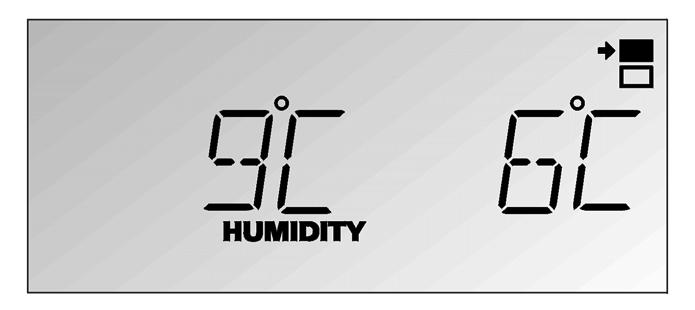 Press the selection button > until HUMIDITY and the momentary setting (o/p) for the respective climatic zone is shown (in the example: Off/p for the upper climatic zone).