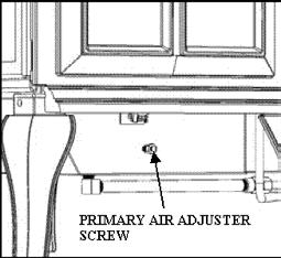 Assembly PRIMARY AIR ADJUSTER Your FireLuxe gas stove was shipped from the factory equipped for the fuel type indicated on the rating plate that is attached to the rear of the stove and the primary