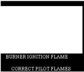 ) The flames should be blue and evenly distributed around the perimeter of the burner. See the illustration below. Adjust the flame for the desired heat level by rotating the knob.
