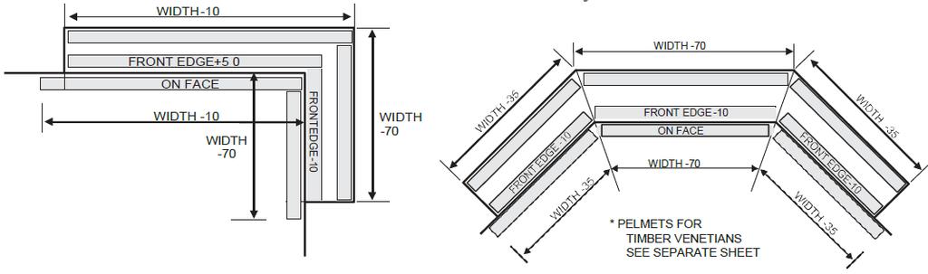 Measuring & Limitations Timber Venetians Measuring Architrave & Reveal Face & Reveal Corners Bays Options & Limitations Maximum Width Minimum Width Fixed Control Minimum Width Tilt Only Minimum Width