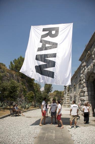 Stefano Cagol, Raw War, 2008, installation, flag,
