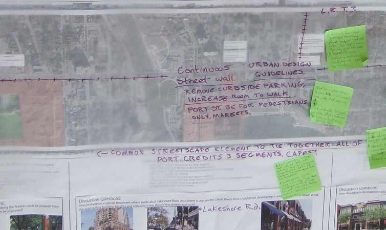 Workshop participants discussed the features that they thought would improve the pedestrian nature of Lakeshore Road.