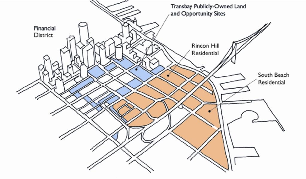 The Vision Framed by the Central Business District and the Rincon Hill neighborhood, Transbay includes