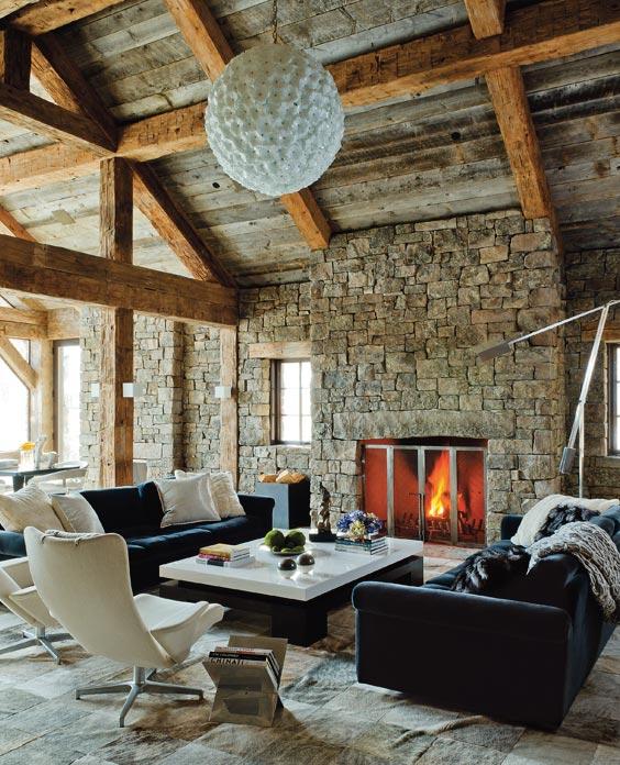 Rustic Redux SLEEK MIDCENTURY FURNISHINGS AND WEATHERED TIMBER AND STONE REDEFINE WESTERN STYLE IN A MONTANA HOME STORY BY CAREN KURLANDER