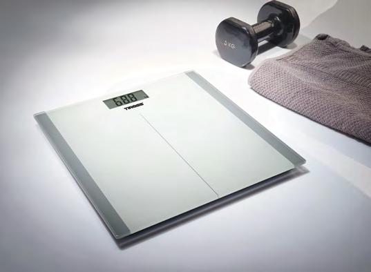 Scale Measure body fat % and water % by bia principle Touch control button with LCD display 6 mm tempered
