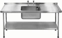 CATERING SINKS, TABLES AND EQUIPMENT MIDI CATERING SINKS E20614D Midi catering sinks 650mm wide - single/double bowl Midi sinks are manufactured from 1.