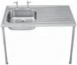 MEDICAL AND LABORATORY HTM64 MEDICAL SINKS Single bowl/single drainer sink A single bowl/single drainer sink manufactured from 1.2mm thick, grade 1.4301 (304) stainless steel, satin polish finish.