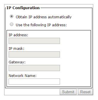 IP CONFIGURATION 1. Go to the Configuration page. 2. If using a fixed IP address, select Use the following IP address: Then, set the IP address, mask, and gateway. See Figure 22. 3.