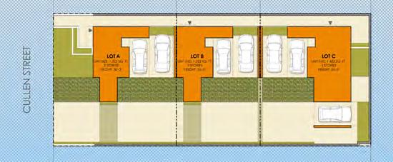 configuration with a shared driveway and a pedestrian path separate from driveway.