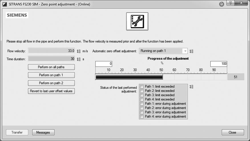 SIMATIC PDM B.1 Commissioning with SIMATIC PDM B.1.10 Wizard - Zero point adjustment Open the menu Device Wizard Inline Configuration, and follow the steps.