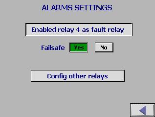 To set relay 4 as general purpose relay, press Enabled Relay 4 as fault relay on the screen to disable the factory default relay setting.