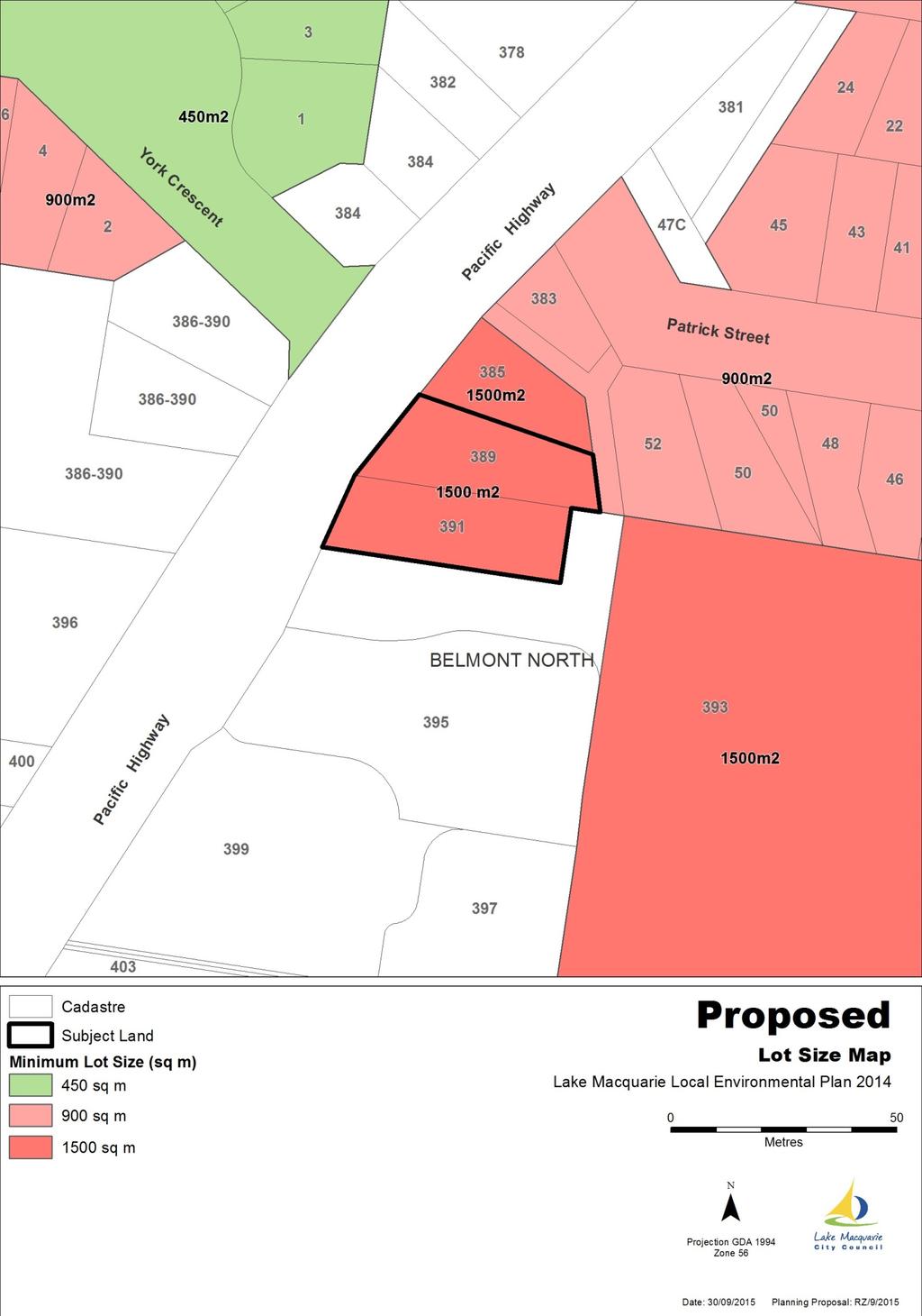 Map 7 Proposed Lot Size Planning