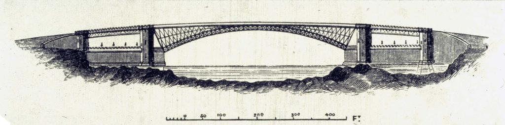 Telford's proposed cast iron bridge over the Menai