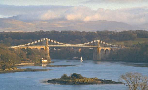 Menai Suspension Bridge, Wales, by Telford (1815), 1819-24 (chain) Warren