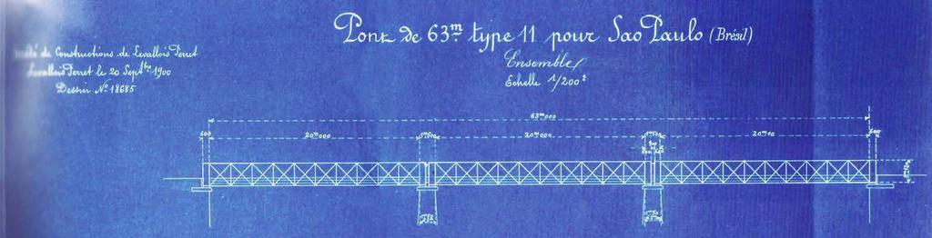 Société de construction de Levallois, Pont de 63 m de type II pour São Paulo, Brésil, 1900 Archives Nationales du monde du Travail, France launching