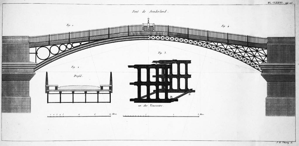 Sunderland Bridge, as built, and as it should have been according to Rondelet Jean-Baptiste Rondelet, Traité Théorique et
