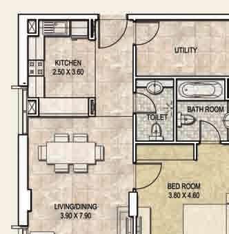 TYPICAL 1 BEDROOM APARTMENT type B Note: Unless stated above, all accessories and interior finishes like
