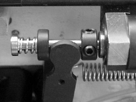 Remove the bevel gear cover and loosen the screws 1, 2 on the horizontal bevel gears and screw 3 on the stop. 3. Loosen two adjusting screws 4 in the right collar 5.