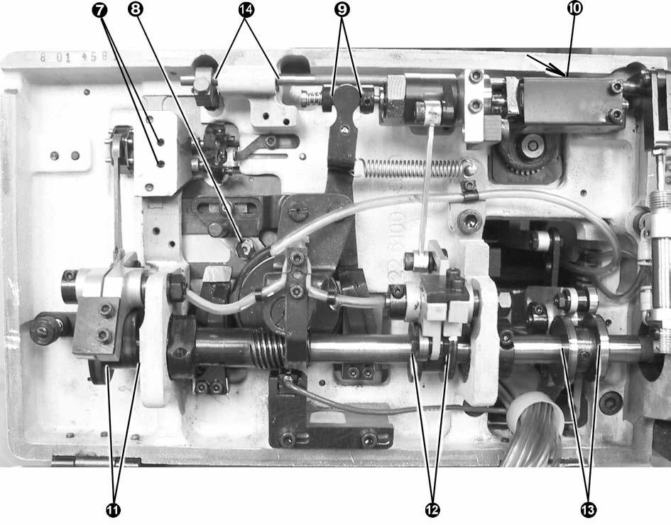 G - MACHINE MAINTENANCE 5. Tilt the machine head on the rest pin and lubricate the places shown in the picture.