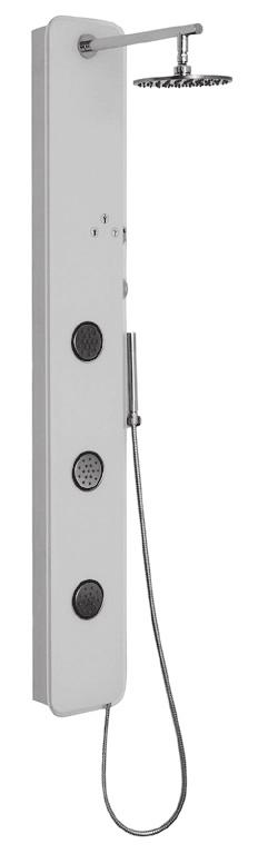 MDS 07 Adjustable overhead shower Adjustable micro water jets Mixer The product incorporates a handheld shower, a mixer, an overhead shower and 3 back