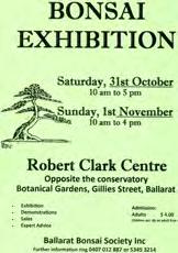 Coming Event Month of October Bonsai Society of Victoria - Bonsai Exhibition 10 th 11 th October