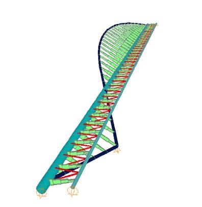 Figure 8 3D View of the footbridge from the Orient Station Frequencies and vibration modes The frequencies and the vibration modes are characteristic to the structure and depend only on its mass,