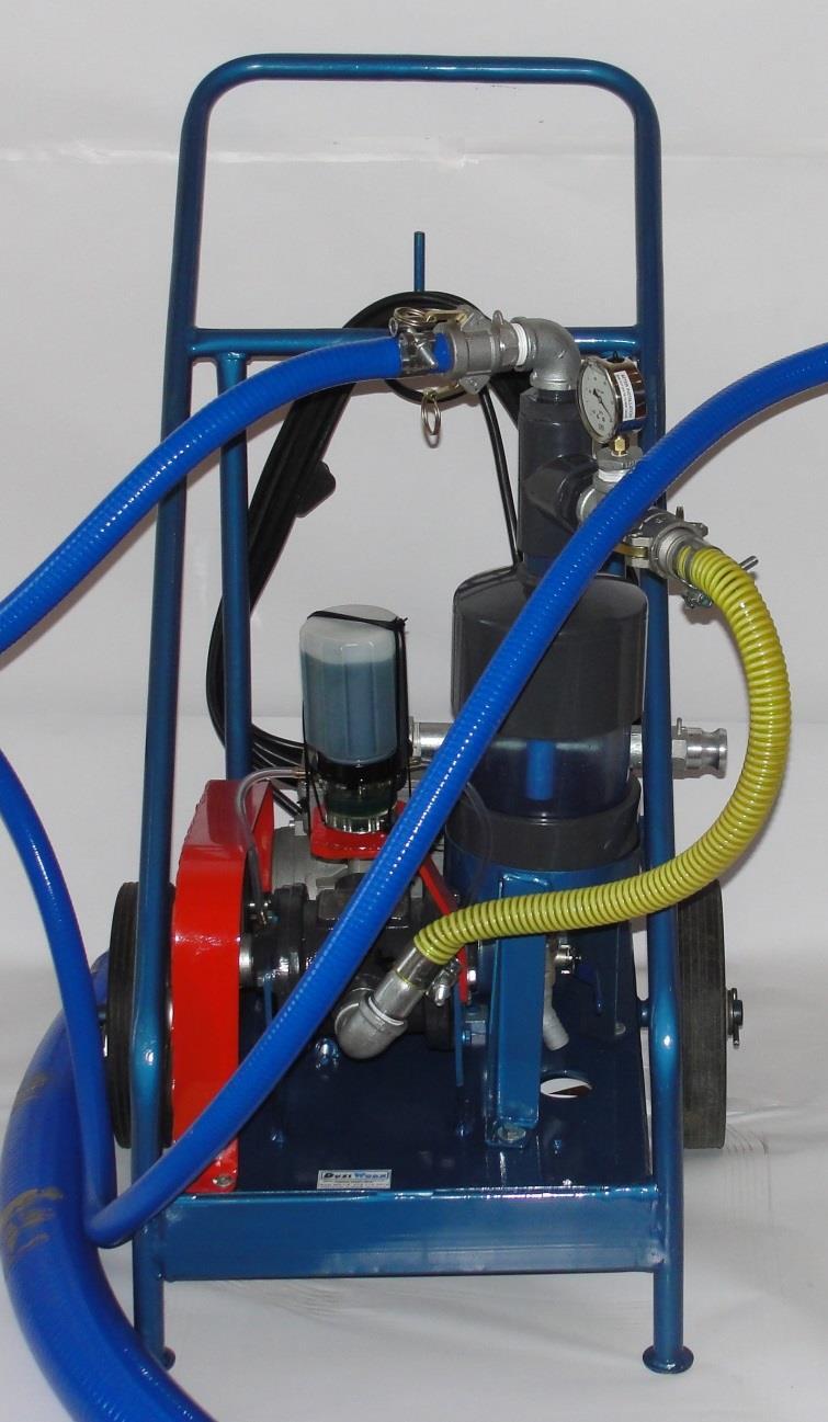 evac User Manual Page 3 1. Anatomy of the evac Suction connection Vacuum gauge Moisture trap Oil reservoir Vane pump Belt guard 1.1. Basic principles Figure 1: Front View of the pump assembly The evac is designed to access the most difficult locations and most restricted pits.