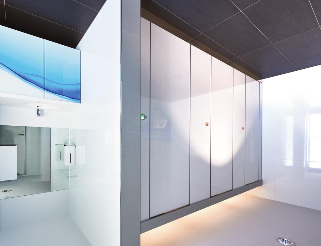 (2) (3) Contactless sanitary room concept. With Look&Wave smart WC partitions, the contactless bathroom has become reality.