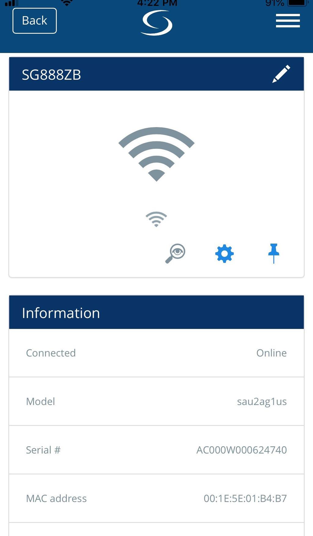 Open the SALUS Smart Home mobile application and select the drop down menu from the upper right side of the screen. 2. Select Equipment All Equipment.