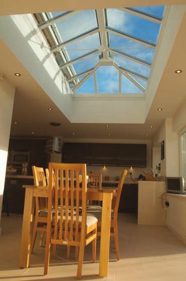 Sitting on top of roof, lanterns are a glass roof elevated with side frames, often including vents for improved temperature control.
