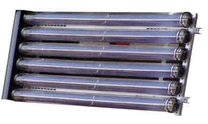 24 tubes, Multiple panels are used to increase heat output. When installed the angle of the panels may be adjusted to optimise seasonal performance.